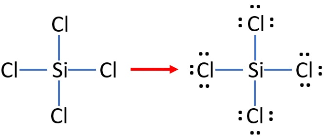 mark lone pairs on atoms in SiCl4 structure